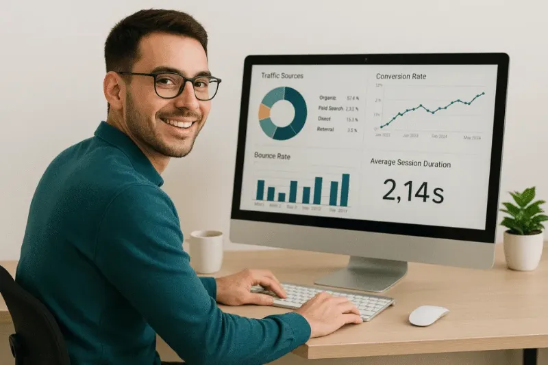 person working on seo of a website