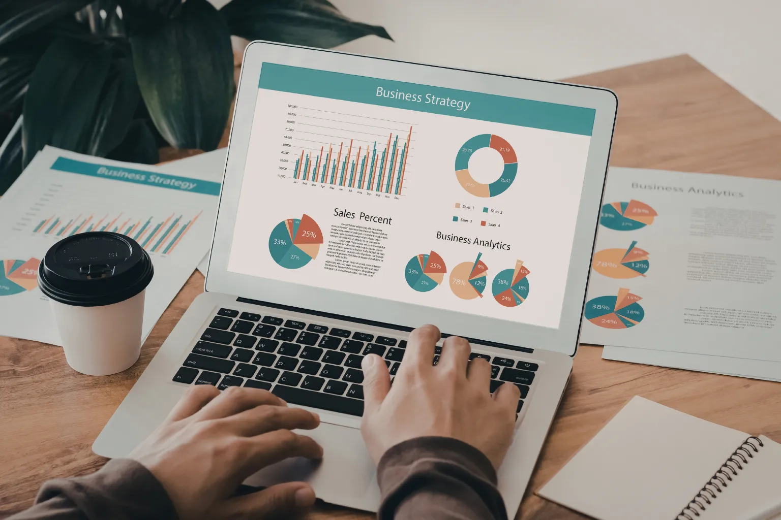 person showing growth graph in laptop